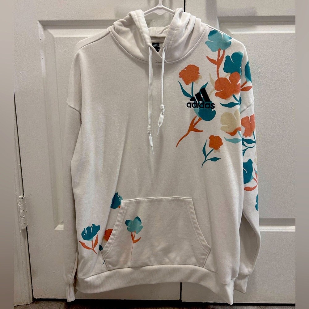 Adidas floral print hoodie